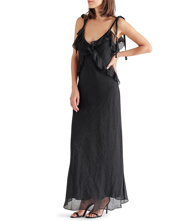 Steve Madden Adalina V-Neck Sleeveless Ruffle Maxi Dress