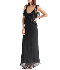 Steve Madden Adalina V-Neck Sleeveless Ruffle Maxi Dress