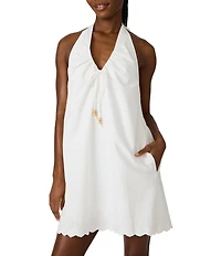Steve Madden Adana Halter Neck Sleeveless Eyelet Mini Dress