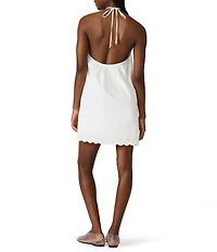Steve Madden Adana Halter Neck Sleeveless Eyelet Mini Dress