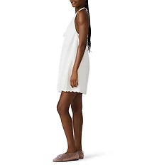 Steve Madden Adana Halter Neck Sleeveless Eyelet Mini Dress