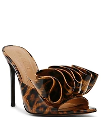 Steve Madden Affinity Leopard Print Patent Ruffle Detail Dress Slide Sandals