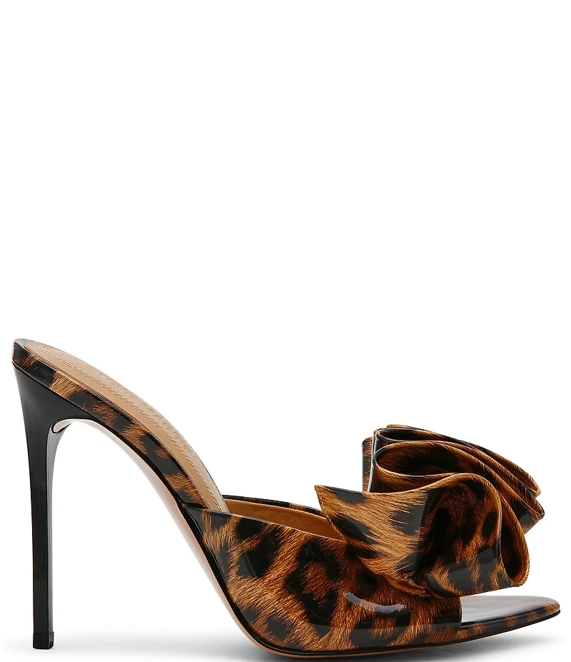 Steve Madden Affinity Leopard Print Patent Ruffle Detail Dress Slide Sandals