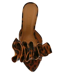 Steve Madden Affinity Leopard Print Patent Ruffle Detail Dress Slide Sandals