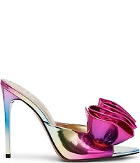Steve Madden Affinity Metallic Ombre Patent Ruffle Detail Dress Slide Sandals