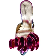 Steve Madden Affinity Metallic Ombre Patent Ruffle Detail Dress Slide Sandals