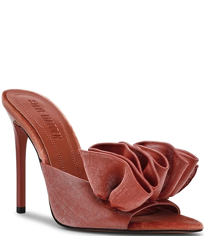 Steve Madden Affinity Satin Ruffle Detailed Dress Slide Sandals