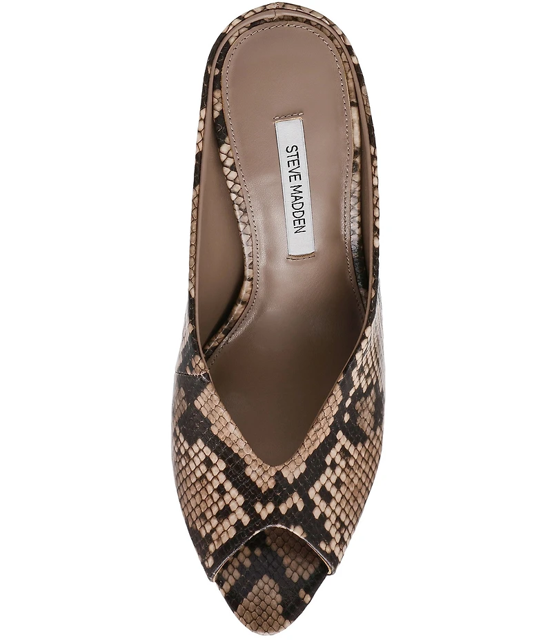 Steve Madden Agaze Snake Print Peep Toe Dress Mules