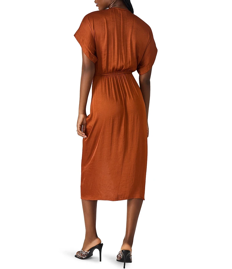 Steve Madden Aimee V Neck Short Sleeve Midi Dress