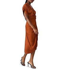 Steve Madden Aimee V Neck Short Sleeve Midi Dress