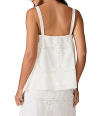 Steve Madden Ainslee Square Neck Sleeveless Coordinating Eyelet Handkerchief Tank Top