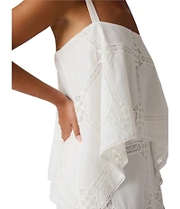 Steve Madden Ainslee Square Neck Sleeveless Coordinating Eyelet Handkerchief Tank Top