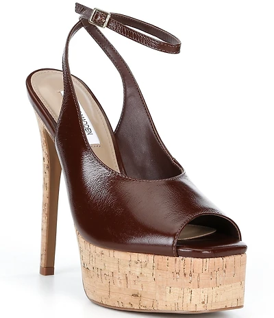 Steve Madden Alaric Leather Ankle Strap Cork Platform Dress Sandals