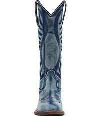 Steve Madden Albany Denim Western Block Heel Mid Calf Boots