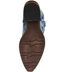 Steve Madden Albany Denim Western Block Heel Mid Calf Boots