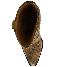 Steve Madden Albany Distressed Leather Western Block Heel Mid Calf Boots