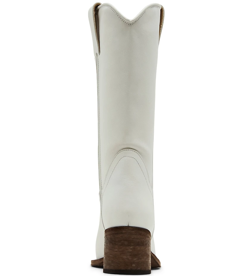 Steve Madden Albany Leather Western Block Heel Mid Calf Boots