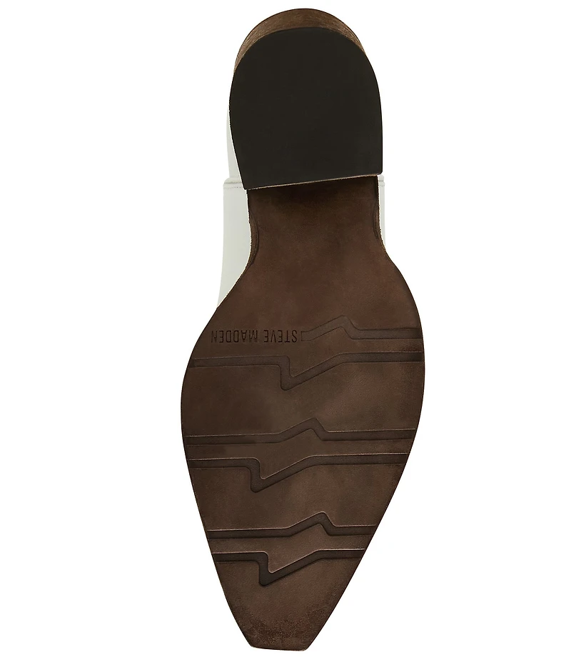 Steve Madden Albany Leather Western Block Heel Mid Calf Boots