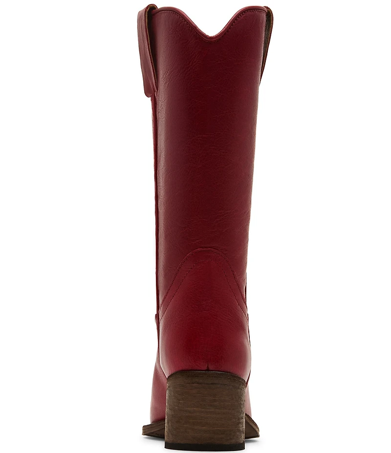Steve Madden Albany Leather Western Block Heel Mid Calf Boots