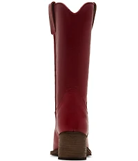 Steve Madden Albany Leather Western Block Heel Mid Calf Boots