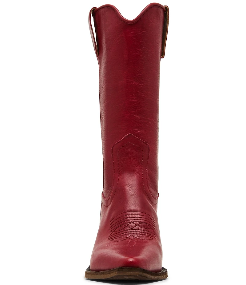 Steve Madden Albany Leather Western Block Heel Mid Calf Boots