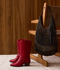 Steve Madden Albany Leather Western Block Heel Mid Calf Boots