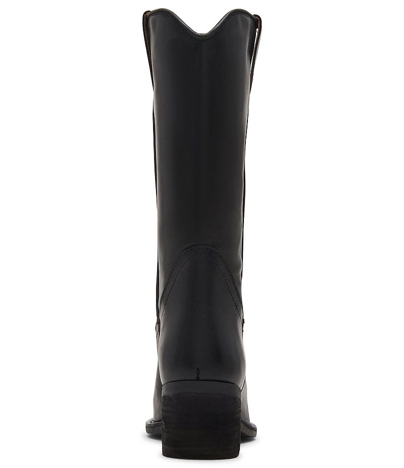 Steve Madden Albany Leather Western Block Heel Mid Calf Boots