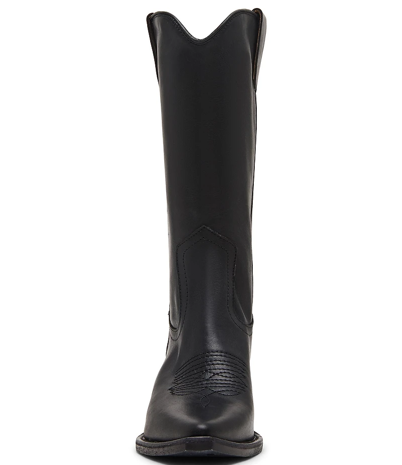 Steve Madden Albany Leather Western Block Heel Mid Calf Boots