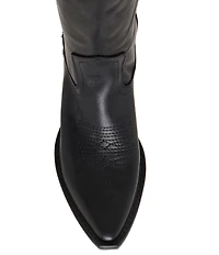 Steve Madden Albany Leather Western Block Heel Mid Calf Boots