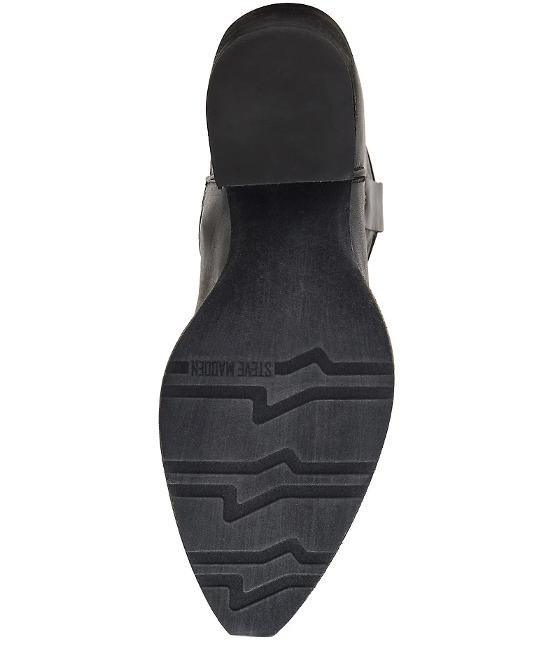 Steve Madden Albany Leather Western Block Heel Mid Calf Boots