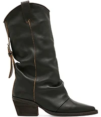 Steve Madden Aldora Distressed Leather Cuffed Backstrap Western Boots