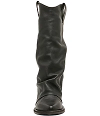 Steve Madden Aldora Distressed Leather Cuffed Backstrap Western Boots