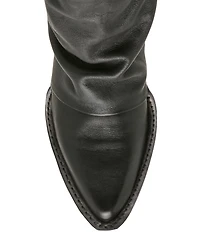 Steve Madden Aldora Distressed Leather Cuffed Backstrap Western Boots