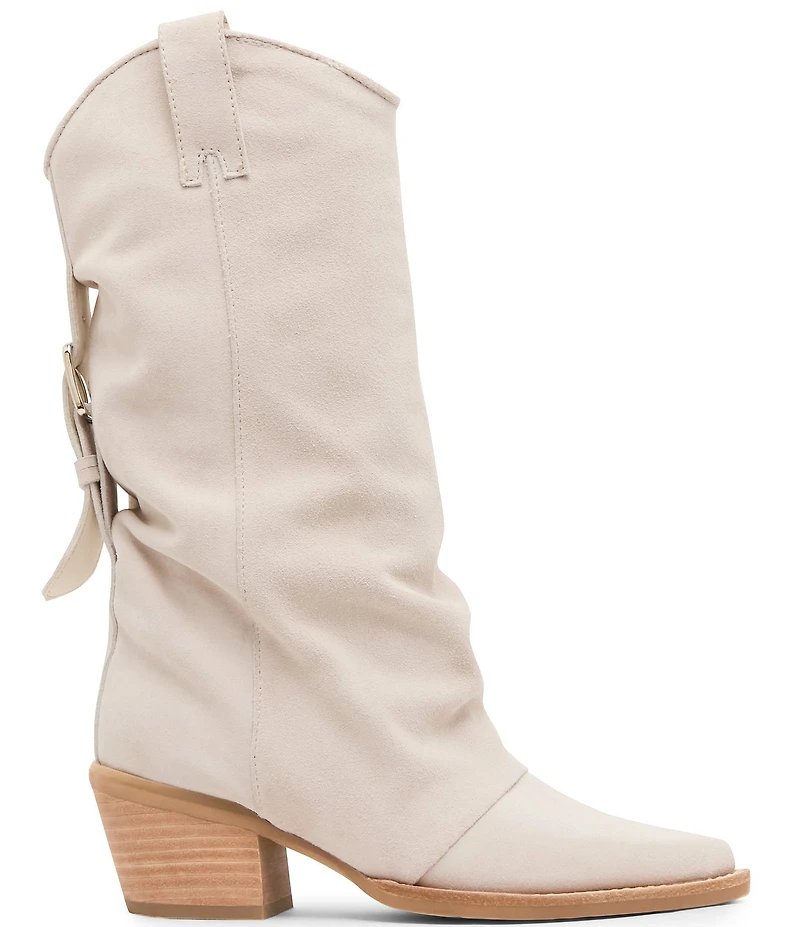 Steve Madden Aldora Suede Cuffed Suede Backstrap Western Boots