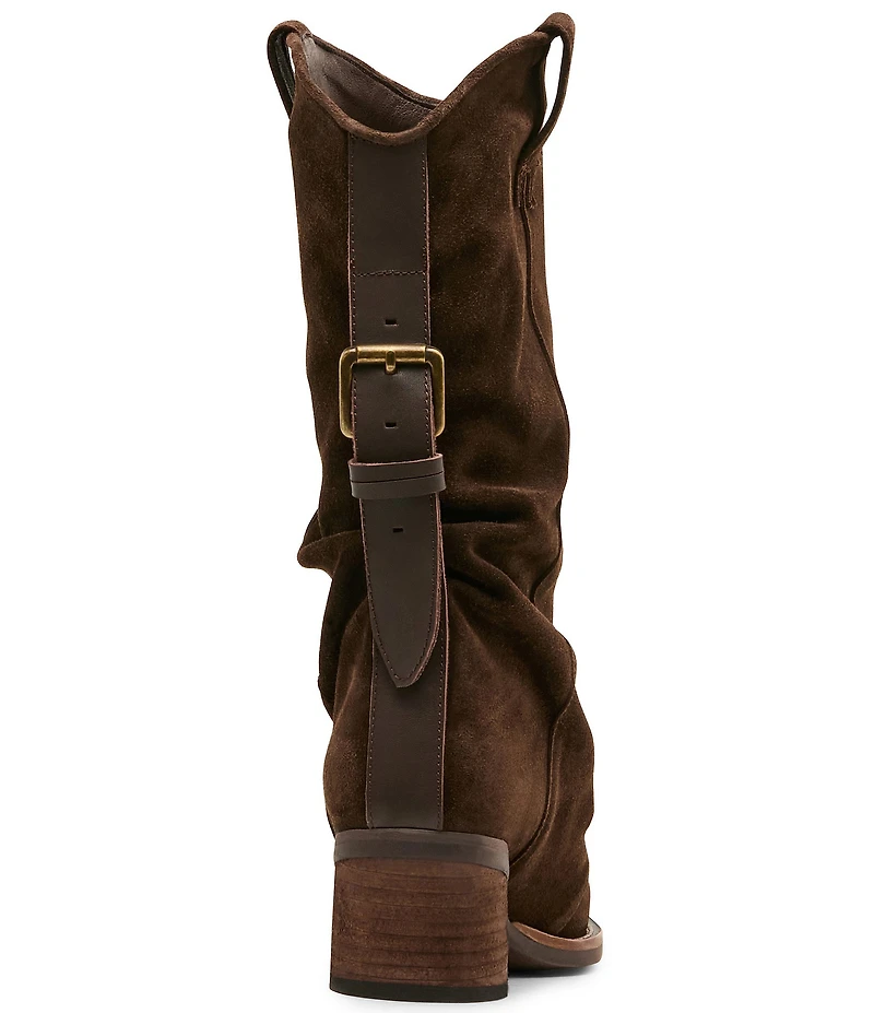 Steve Madden Aldora Suede Cuffed Leather Backstrap Western Boots