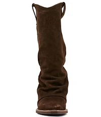 Steve Madden Aldora Suede Cuffed Leather Backstrap Western Boots