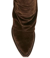 Steve Madden Aldora Suede Cuffed Leather Backstrap Western Boots