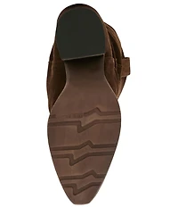 Steve Madden Aldora Suede Cuffed Leather Backstrap Western Boots