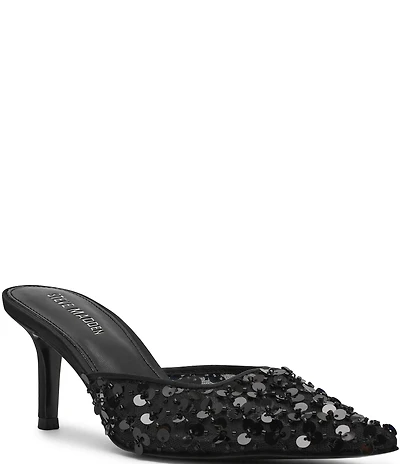 Steve Madden Alexi Sequin Embellished Mesh Dress Mules