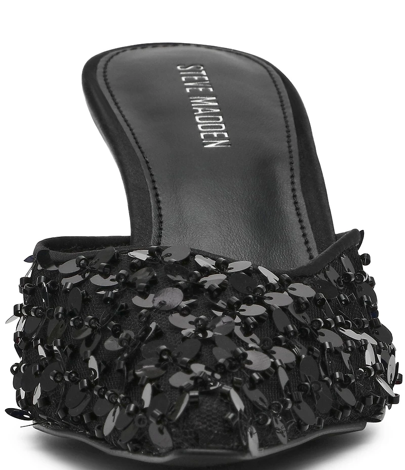 Steve Madden Alexi Sequin Embellished Mesh Dress Mules
