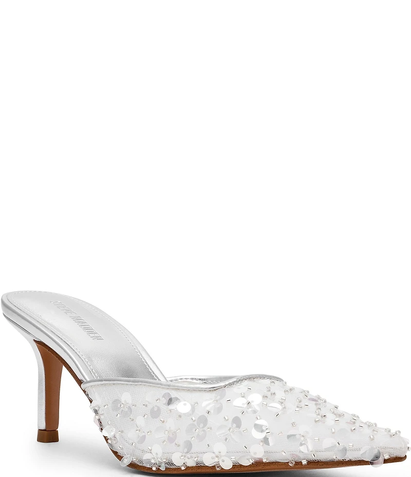 Steve Madden Alexi Sequin Embellished Mesh Dress Mules