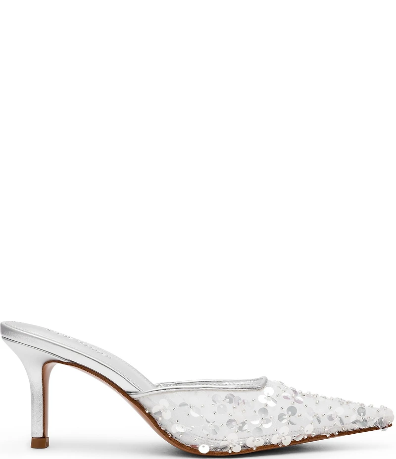 Steve Madden Alexi Sequin Embellished Mesh Dress Mules
