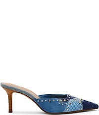 Steve Madden Alexi Studded Denim Patchwork Mules