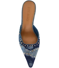 Steve Madden Alexi Studded Denim Patchwork Mules