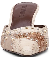 Steve Madden Alexi Studded Leather Suede Patchwork Mules