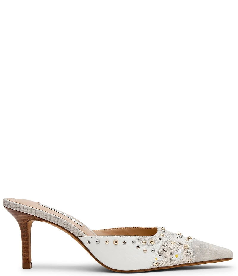 Steve Madden Alexi Studded Snake Print Multi Patchwork Mules