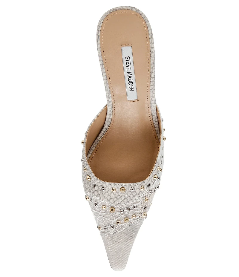 Steve Madden Alexi Studded Snake Print Multi Patchwork Mules