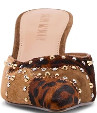 Steve Madden Alexi Studded Suede Leopard Haircalf Patchwork Mules