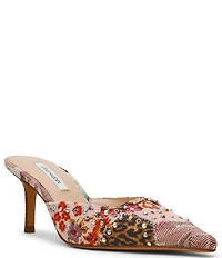 Steve Madden Alexi Studded Suede Floral Multi Patchwork Dress Mules