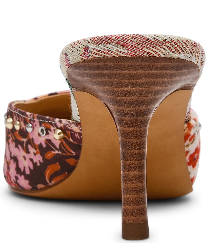 Steve Madden Alexi Studded Suede Floral Multi Patchwork Dress Mules